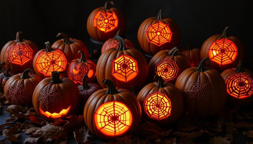 spider web pumpkins